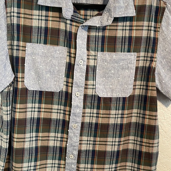 Holton Plaid 100% Cotton Short Sleeve Button Down Shirt Men's Size Medium - Picture 4 of 6
